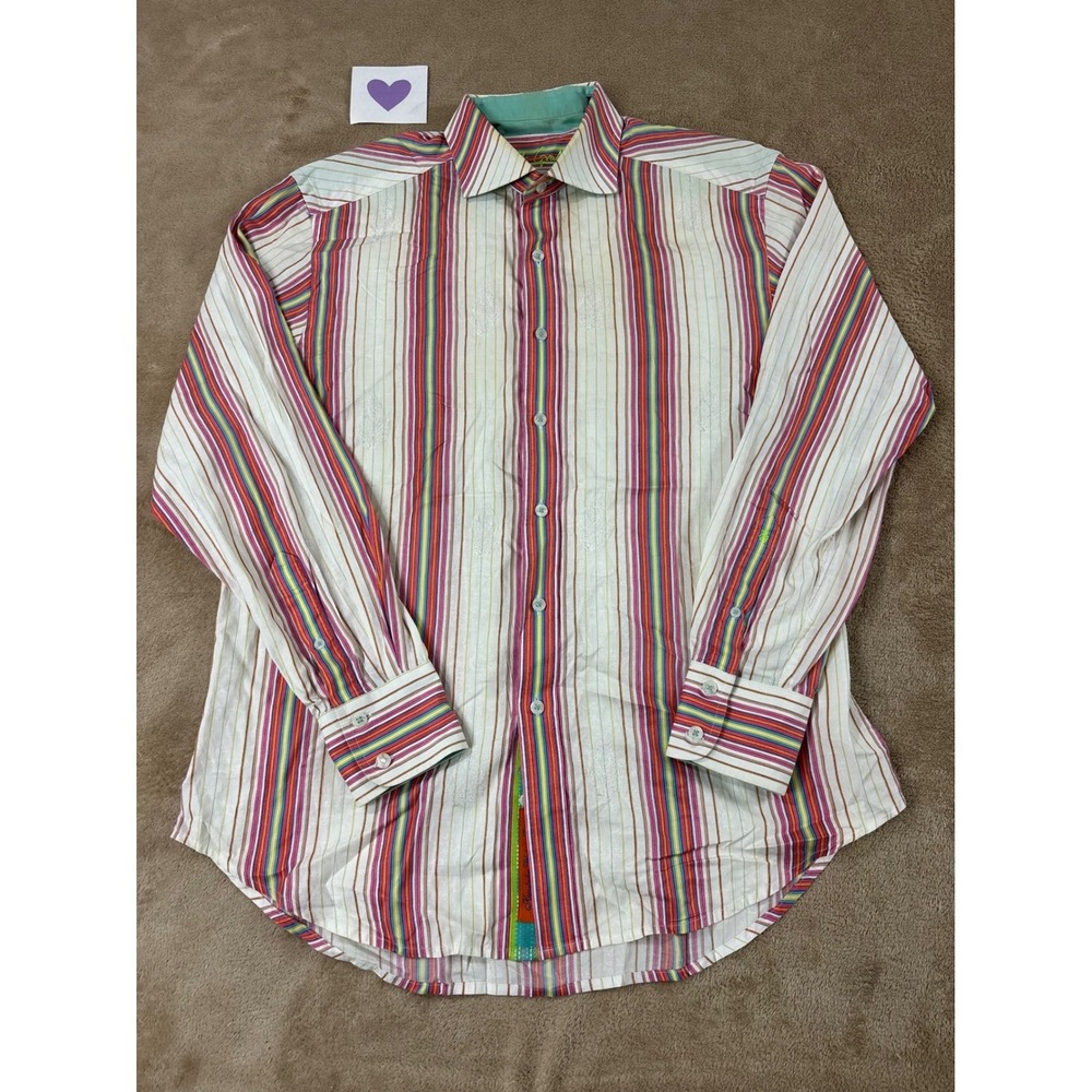 Robert‎ Graham Shirt mens size M multicolor Button Up Stripe Long Sleeve EUC